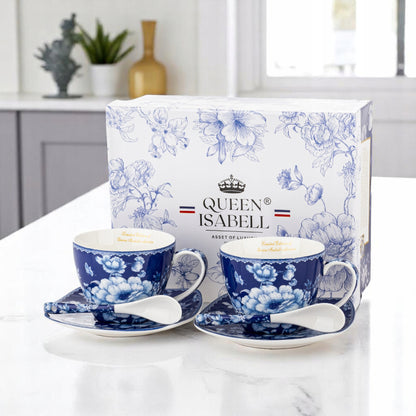 zestaw filiżanek z talerzykami porcelanowy filiżanki 2 szt komplet kawowy