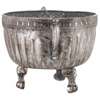 Osłonka srebrna metalowa wazon retro vintage 21x34 cm