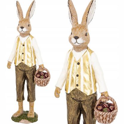 Figurka wielkanocna Królik Zając z koszykiem 25 cm