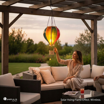Lampa dekoracyjna solarna balon płomyk led czujnik zmierzchu 19x62 cm