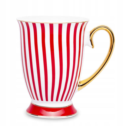 Porcelanowy kubek w pudełku na prezent czerwono biało złoty