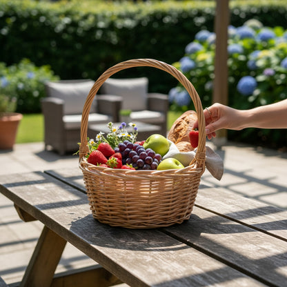 koszyk wiklinowy 26cm wielkanocny okrągły beżowy jasny na święconkę