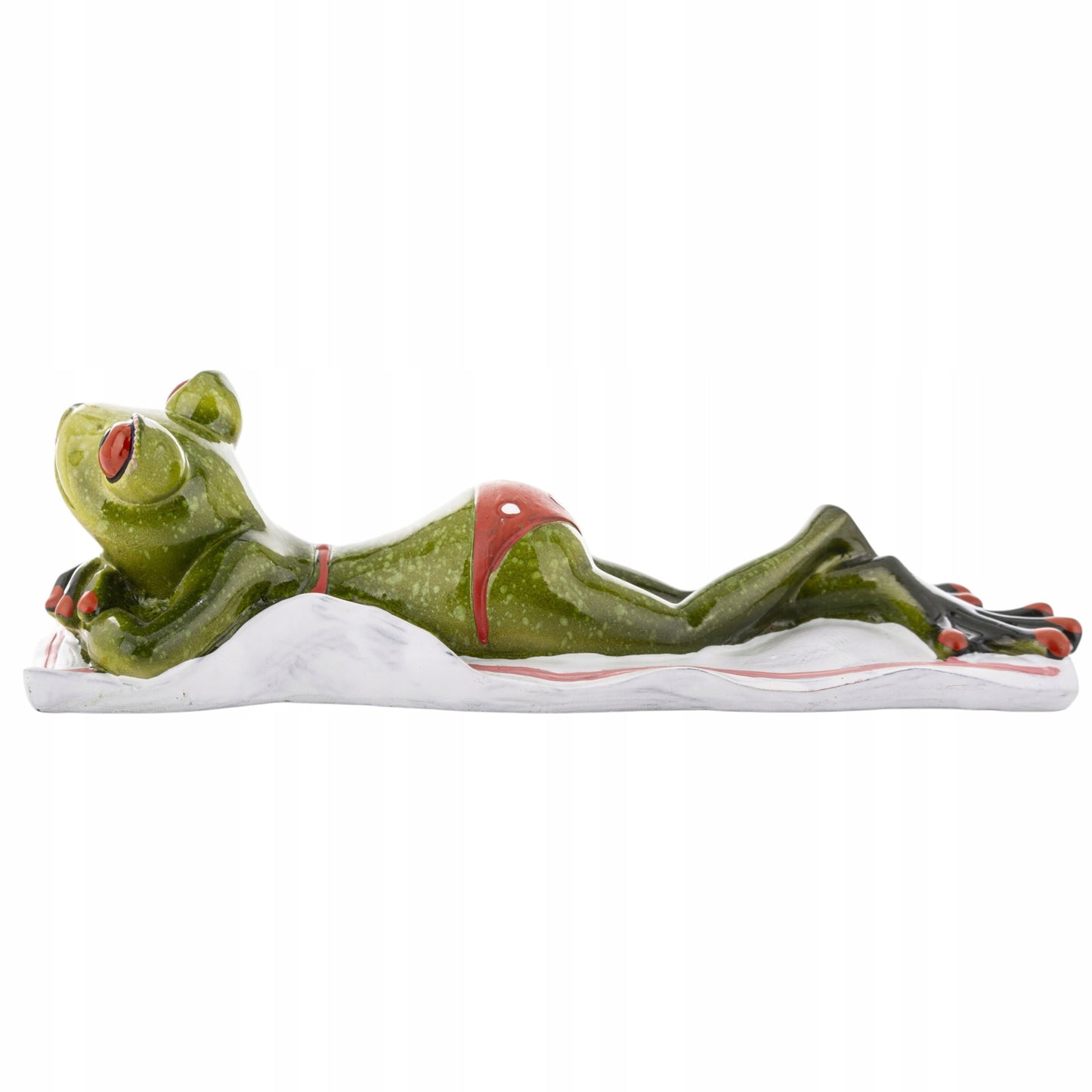 FIGURKA ŻABA PLAŻOWICZKA 5x17x6cm żabka na plaży opalanie