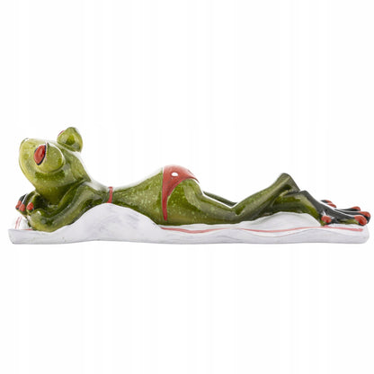FIGURKA ŻABA PLAŻOWICZKA 5x17x6cm żabka na plaży opalanie