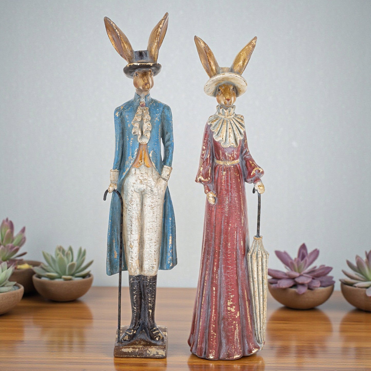 2 szt Pan i Pani Królik figurka wielkanocna duża 39 cm zając wielkanocny