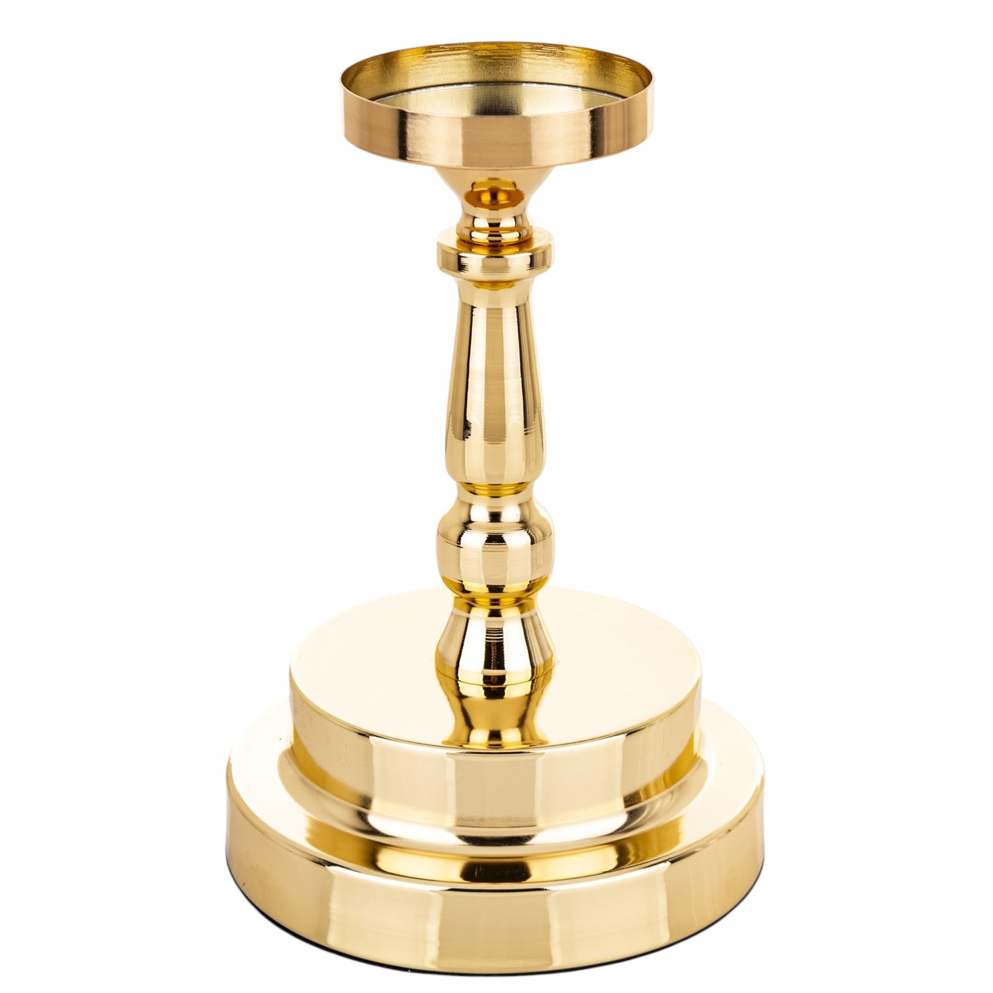 Świecznik metalowy złoty wysoki szkło glamour szklany 41cm