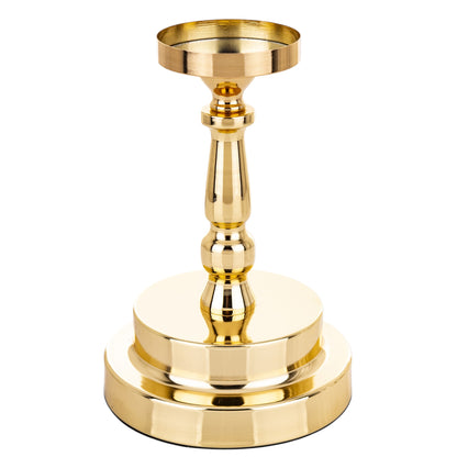 Świecznik metalowy złoty wysoki szkło glamour szklany 41cm