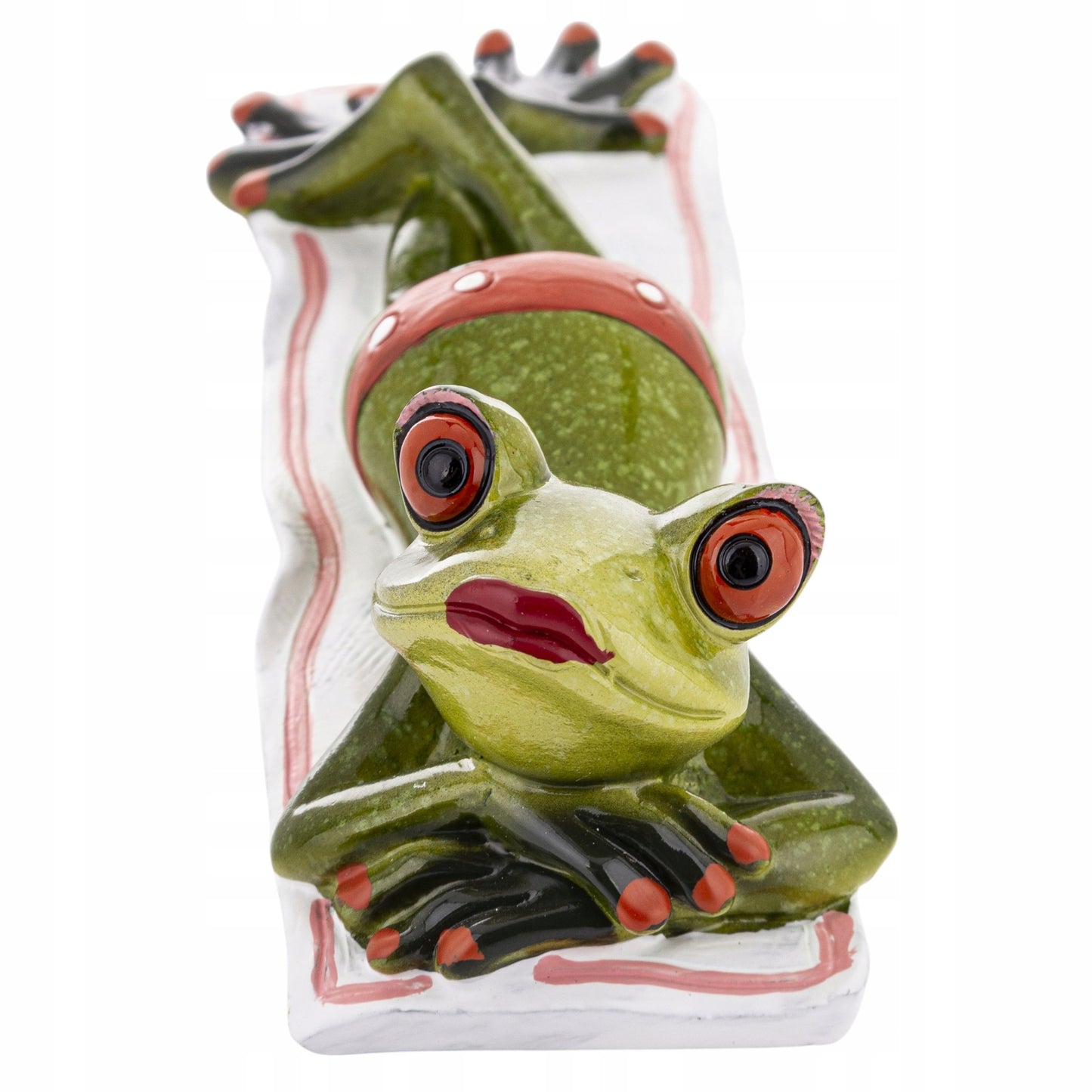 FIGURKA ŻABA PLAŻOWICZKA 5x17x6cm żabka na plaży opalanie