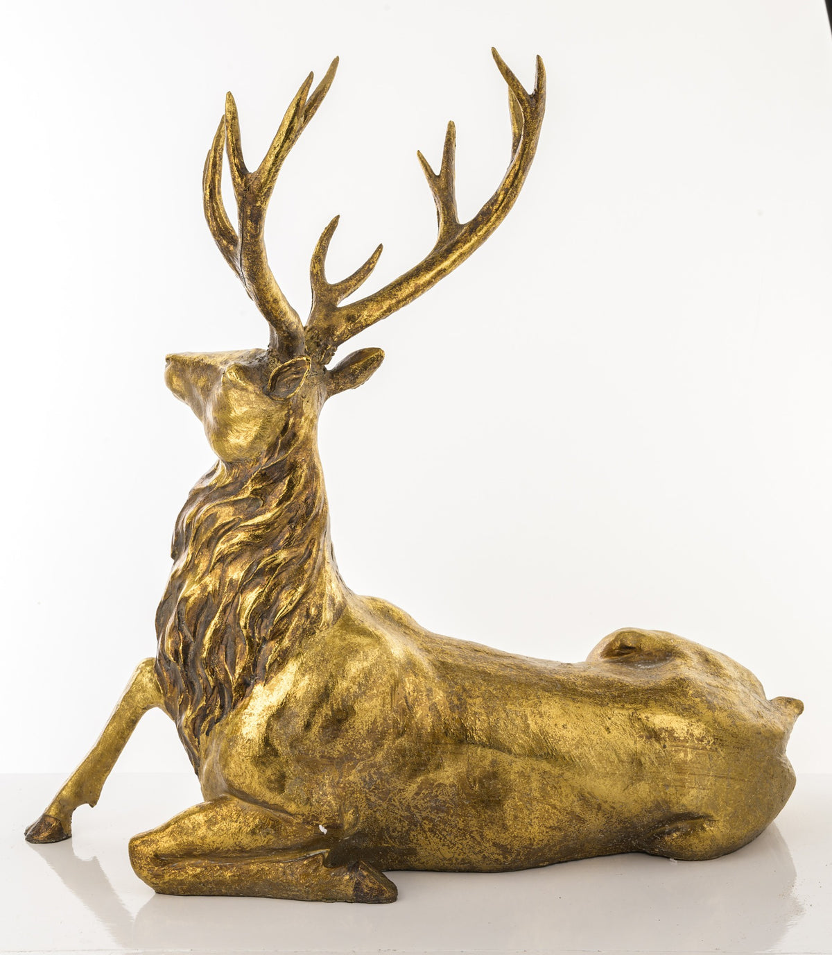 Figurka świąteczna renifer złoty tworzywo sztuczne 50x52x19 cm Antique
