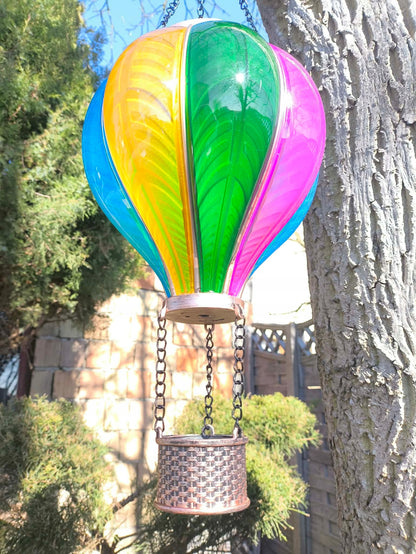 Lampa dekoracyjna solarna balon płomyk led czujnik zmierzchu 19x62 cm