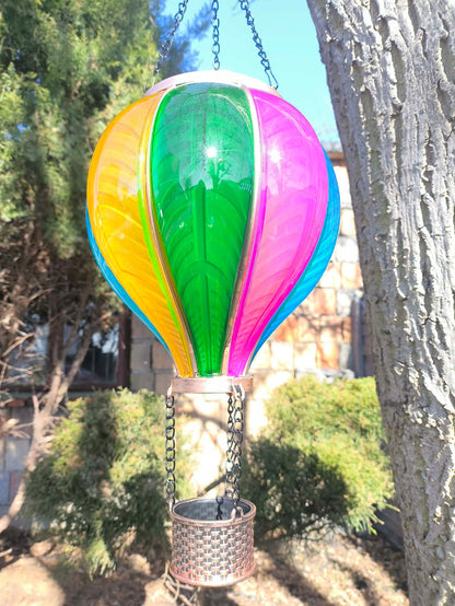 Lampa dekoracyjna solarna balon płomyk led czujnik zmierzchu 19x62 cm