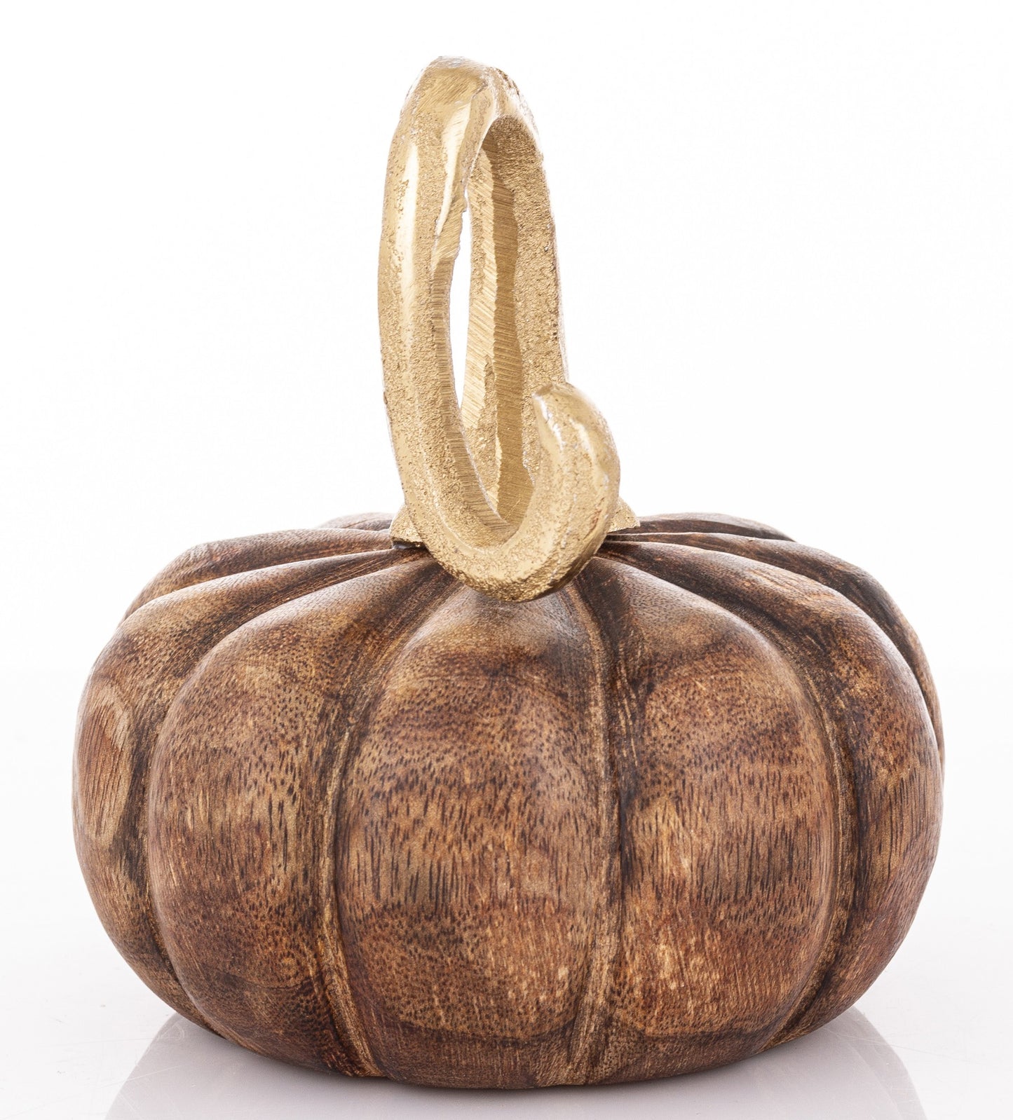 Ozdoba jesienna dynia drewniana brązowa 13x12x12 cm