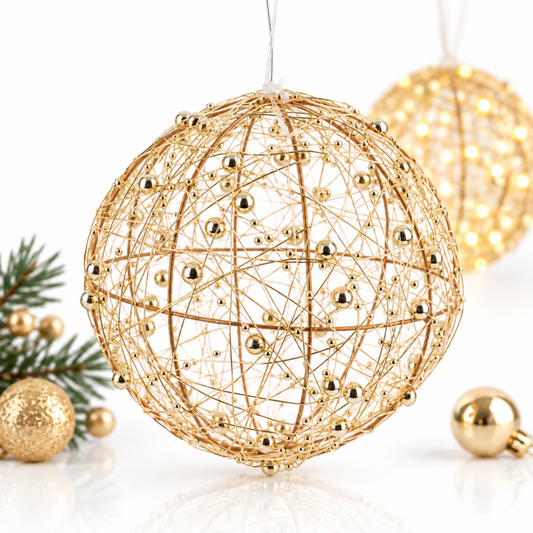 Ozdoba świąteczna złota Kula Led dekoracja na Boże Narodzenie lampion 15cm