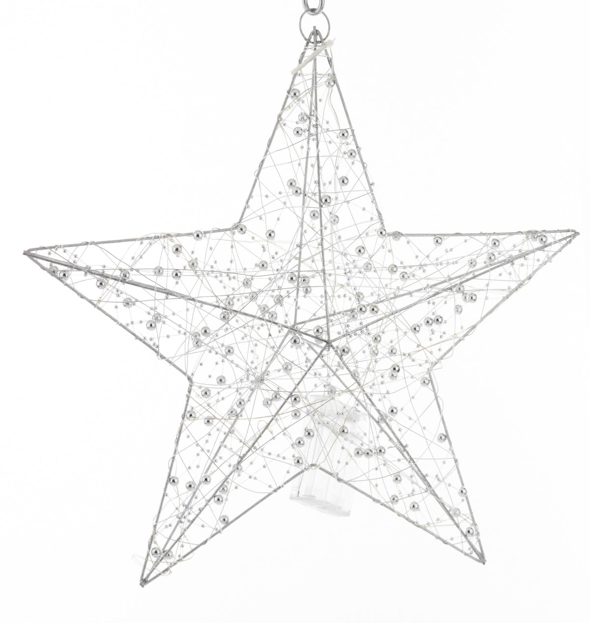 Ozdoba gwiazda LED metalowa srebrna 40x40x9 cm