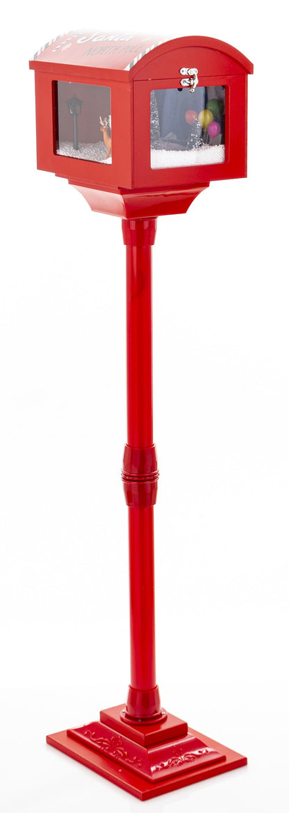 Dekoracja skrzynka na listy z pozytywką LED wielokolorowa 109x27x20 cm
