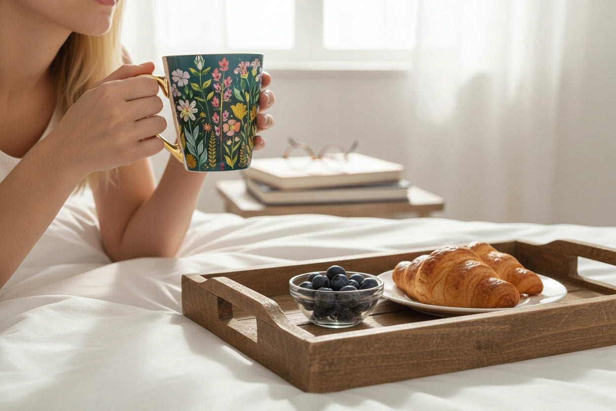 Kubek porcelanowy 300 ml kolorowy w kwiaty wiosenny na kawe herbatę prezent