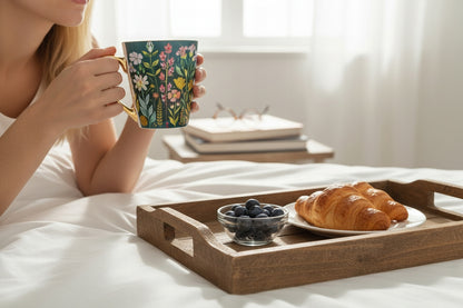 Kubek porcelanowy 300 ml kolorowy w kwiaty wiosenny na kawe herbatę prezent