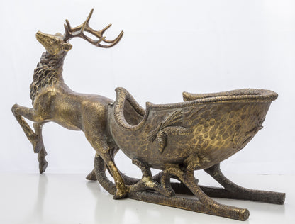 Figurka świąteczna jeleń złoty tworzywo sztuczne 26x48x14 cm Antique