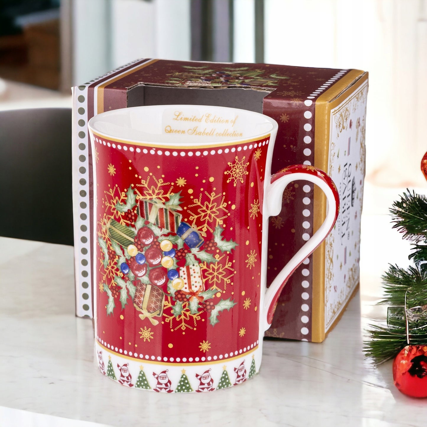 Porcelanowy Kubek świąteczny w pudełku ozdobnym prezent mikołajki