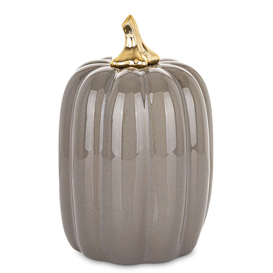 Ozdoba jesienna dynia porcelanowa szara 22x13x13 cm