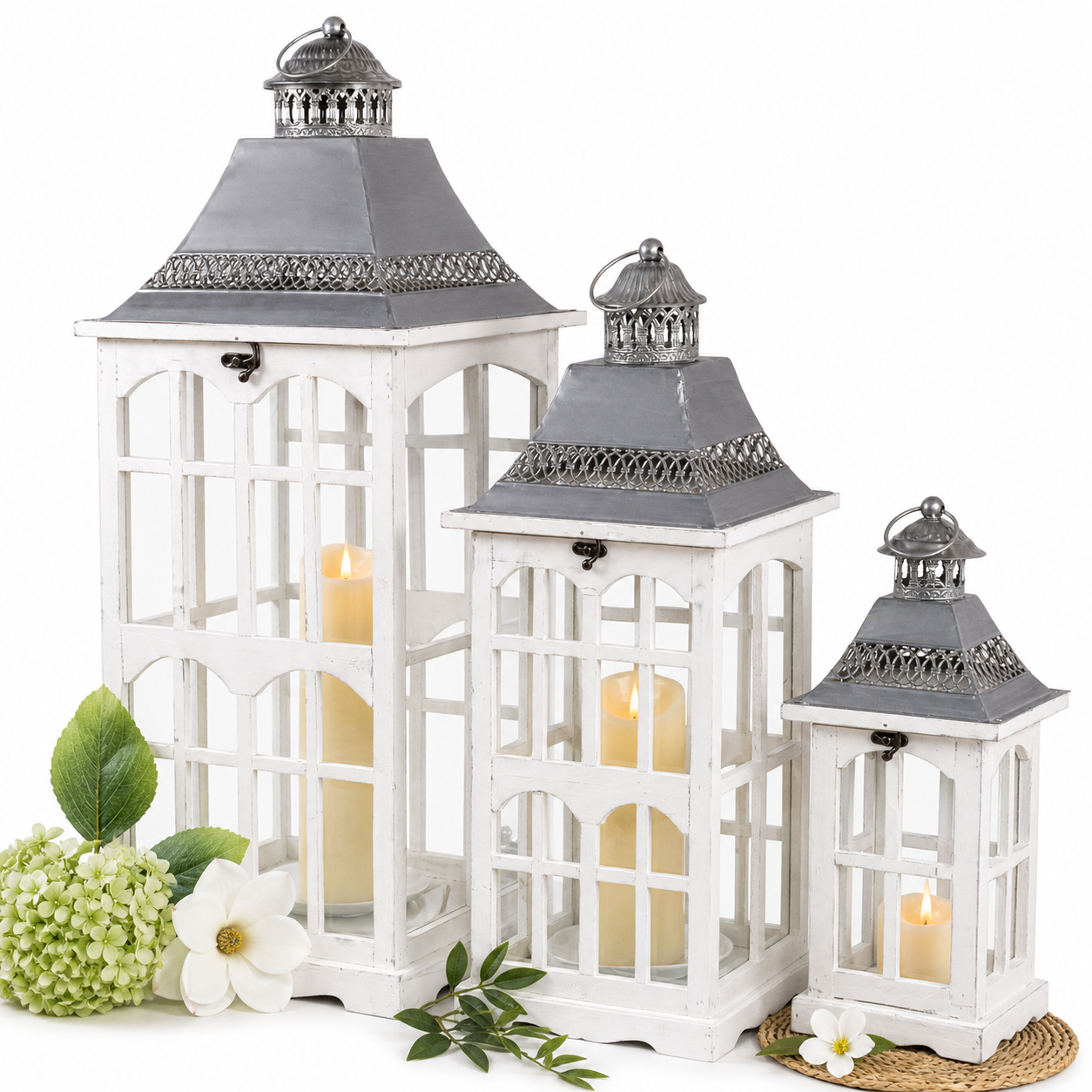 Zestaw 3 Lampiony XXL 80; 63; 44cm Lampion duży komplet Latarnia Świecznik