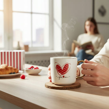 Duży porcelanowy kubek w pudełku na walentynki prezent 385 ml