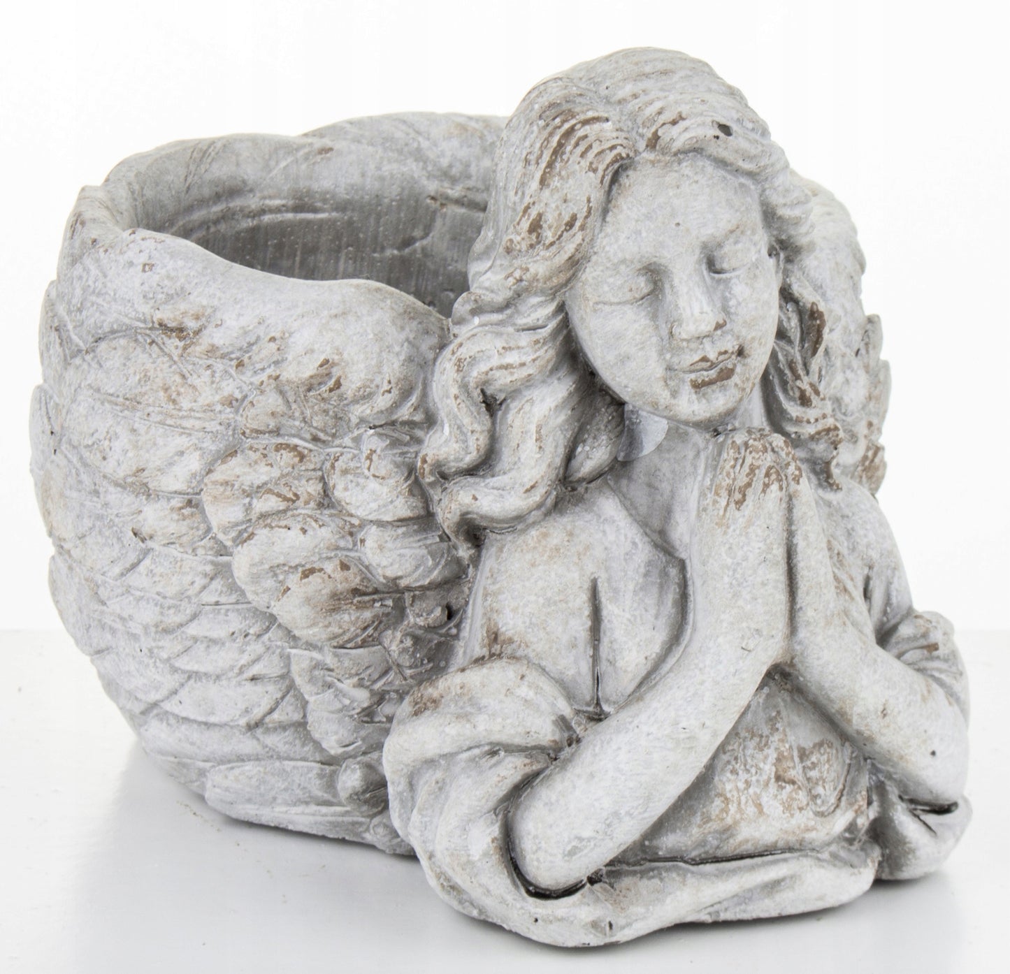 Osłonka betonowa doniczka Aniol szara 13x13x16cm
