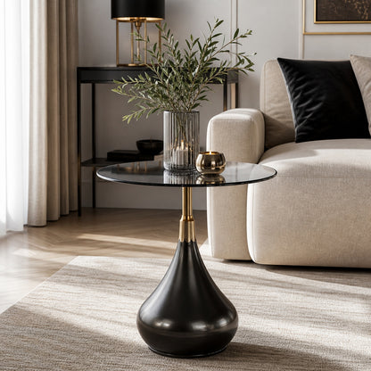 Stolik kawowy okrągły 54cm szklany loft design