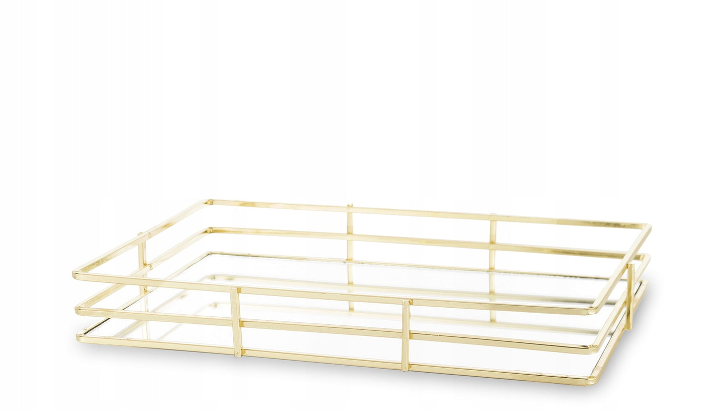 Taca lustrzana złota glamour dekoracyjna 4,5x30x20 podstawka patera