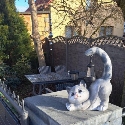 Figurka ogrodowa kot kotek z lampą solarną Dekoracja Ozdoba Prezent