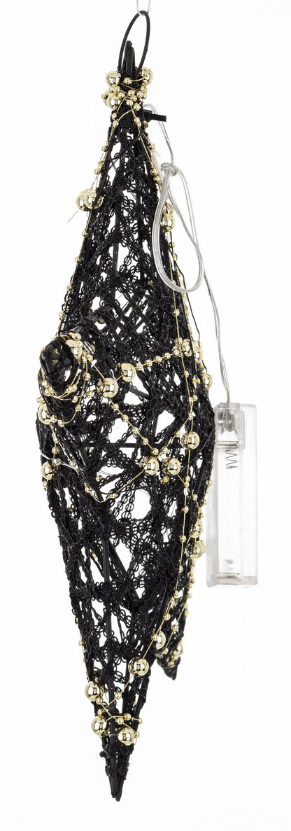 Ozdoba gwiazda LED z tworzywa czarno-złota 30x30x7 cm