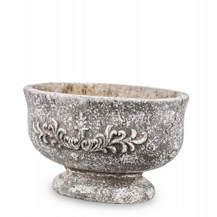 Osłonka betonowa owalna na kwiaty zioła 15 x 16 cm beton
