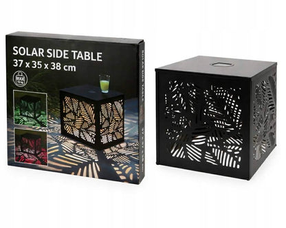 Stolik solarny metalowy ogrodowy balkonowy na taras LED lampa solarna
