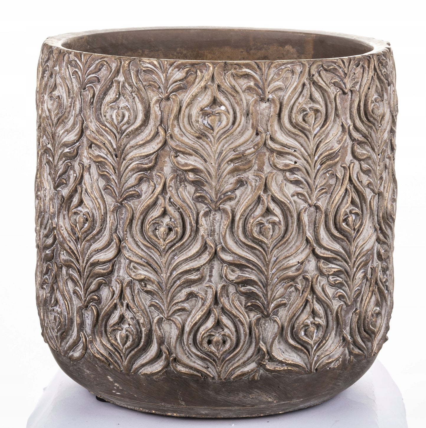 Osłonka 21 x 21 cm betonowa doniczka złoto brązowa cementowa