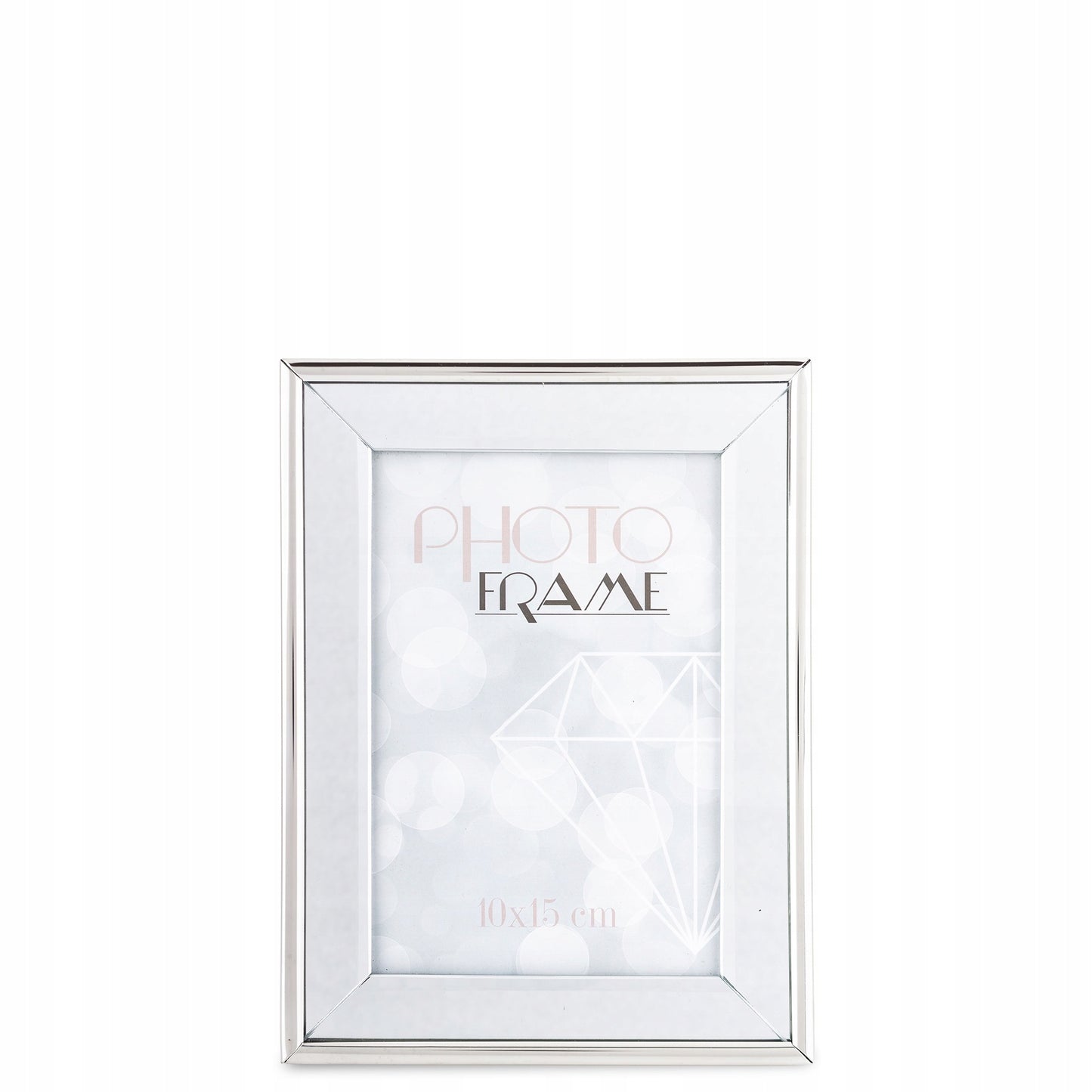 srebrna ramka na zdjęcie 10x15 lustrzana glamour stawiana zawieszana
