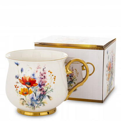 Kubek w pudełku porcelana 450 ml filiżanka wzór w kwiaty