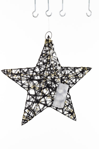 Ozdoba gwiazda LED z tworzywa czarno-złota 30x30x7 cm