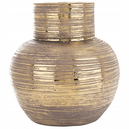 Wazon dekoracyjny ceramiczny 24 cm - brązowy -złoty cappucino
