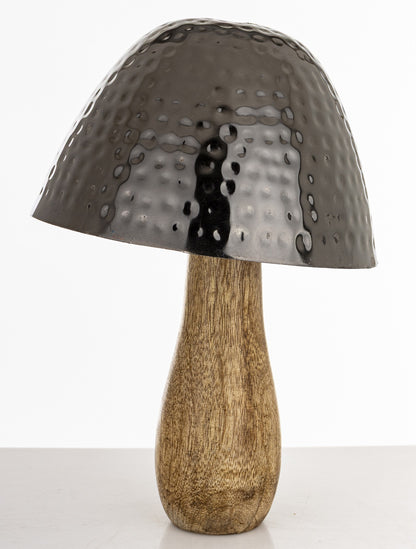Figurka dekoracyjna grzyb drewniano-metalowa brązowo-złota 25x16x16 cm