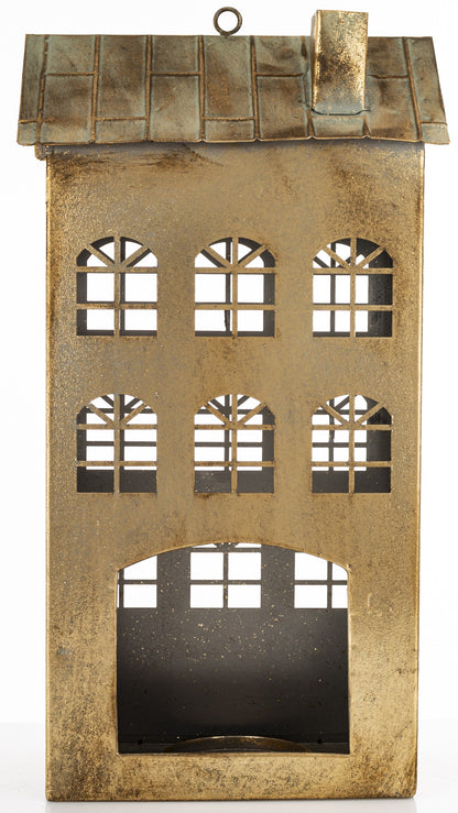 Figurka świąteczna Dekoracja Metalowa Domek złoty 45x23,5x14,5