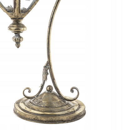 Lampion Złoty Retro Stojący Wiszący Świecznik Latarenka Metal Szkło 90 cm