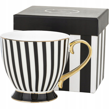 Kubek duży filiżanka czarny biały porcelana 380 ml w pudełku na prezent