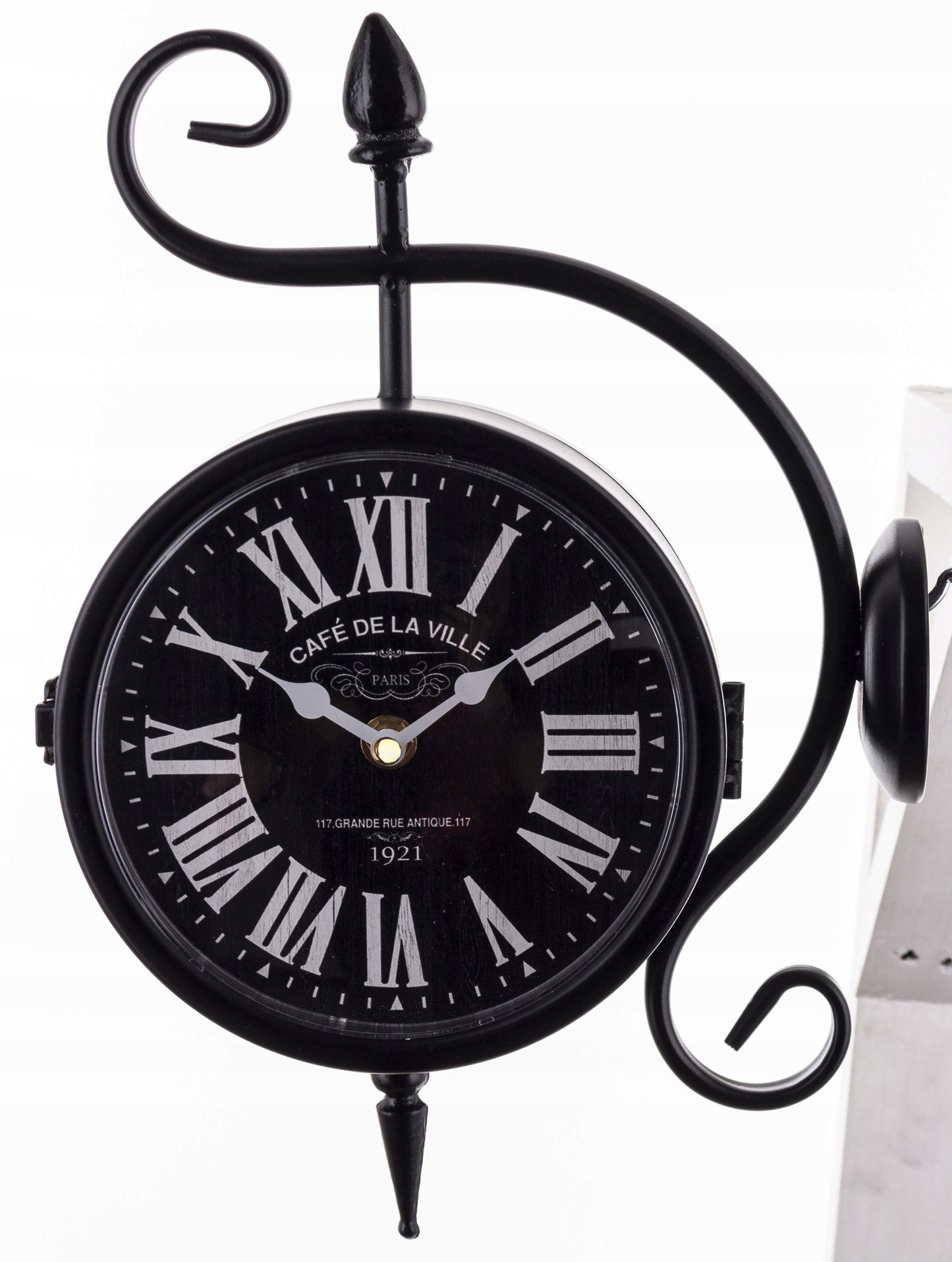Zegar ścienny dwustronny Retro dworcowy loft metalowy 36cm czarny
