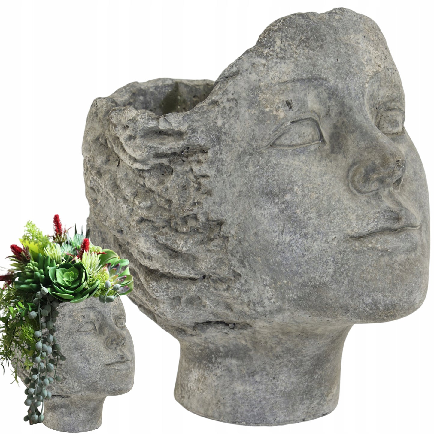 Osłonka betonowa głowa szara doniczka19 cm beton szary