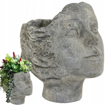 Osłonka betonowa głowa szara doniczka19 cm beton szary