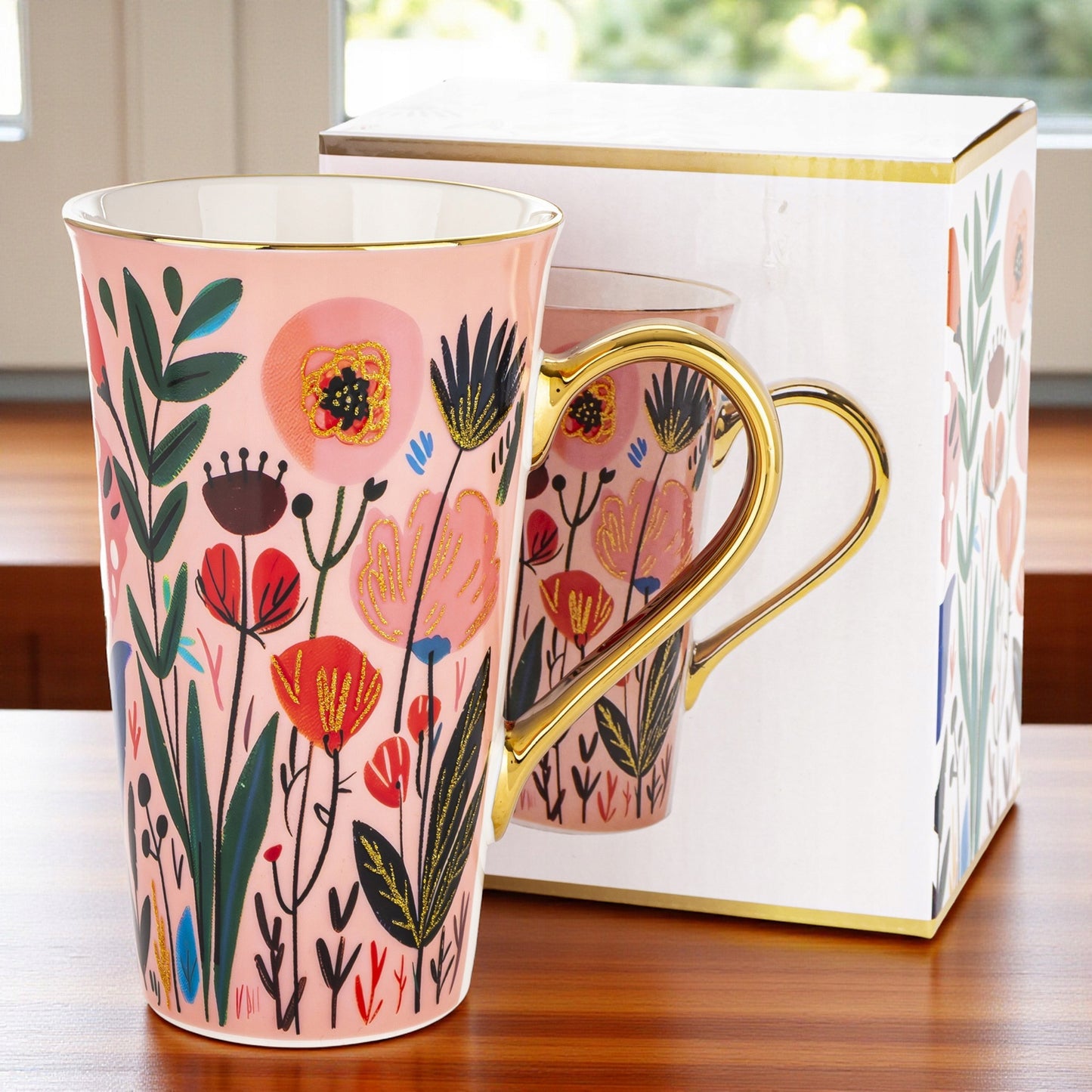 Porcelanowy Duży ozdobny kubek XXL w pudełku na prezent 700ml