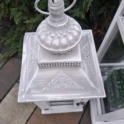 zestaw 2 szt Lampion latarnia drewniany szary kpl. retro duże 69cm XXL