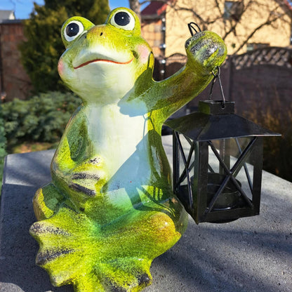 Figurka ogrodowa żaba z lampionem żabka 22 cm dekoracyjna