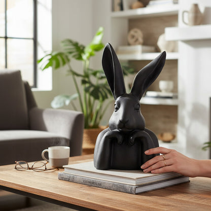 Figurka Królik Zajączek Statuetka Dekoracja Czarna Duża 47,5cm Loft