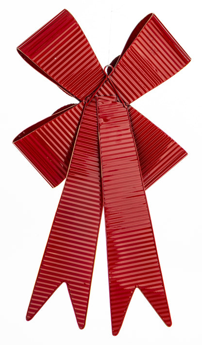 Figurka świąteczna Ozdoba Kokarda czerwony,złoty metal 69x38x9
